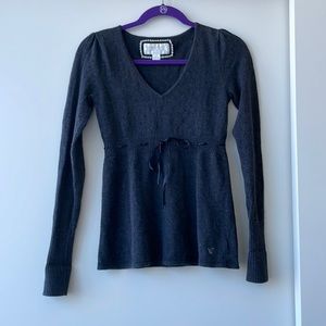 American eagle sweater v neck eyelet dark gray